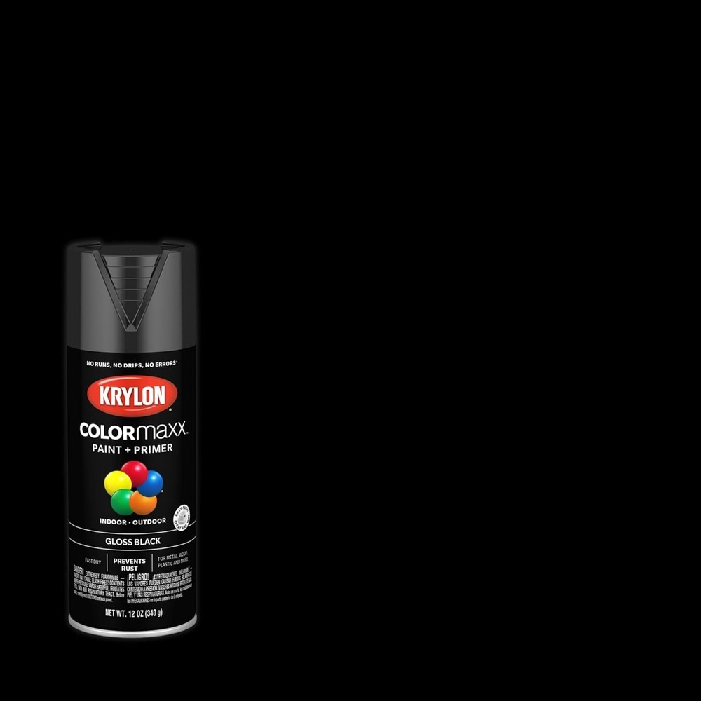 COLORmaxx Gloss Black Spray Paint and Primer - 12oz for Quick Coverage, Rust ...