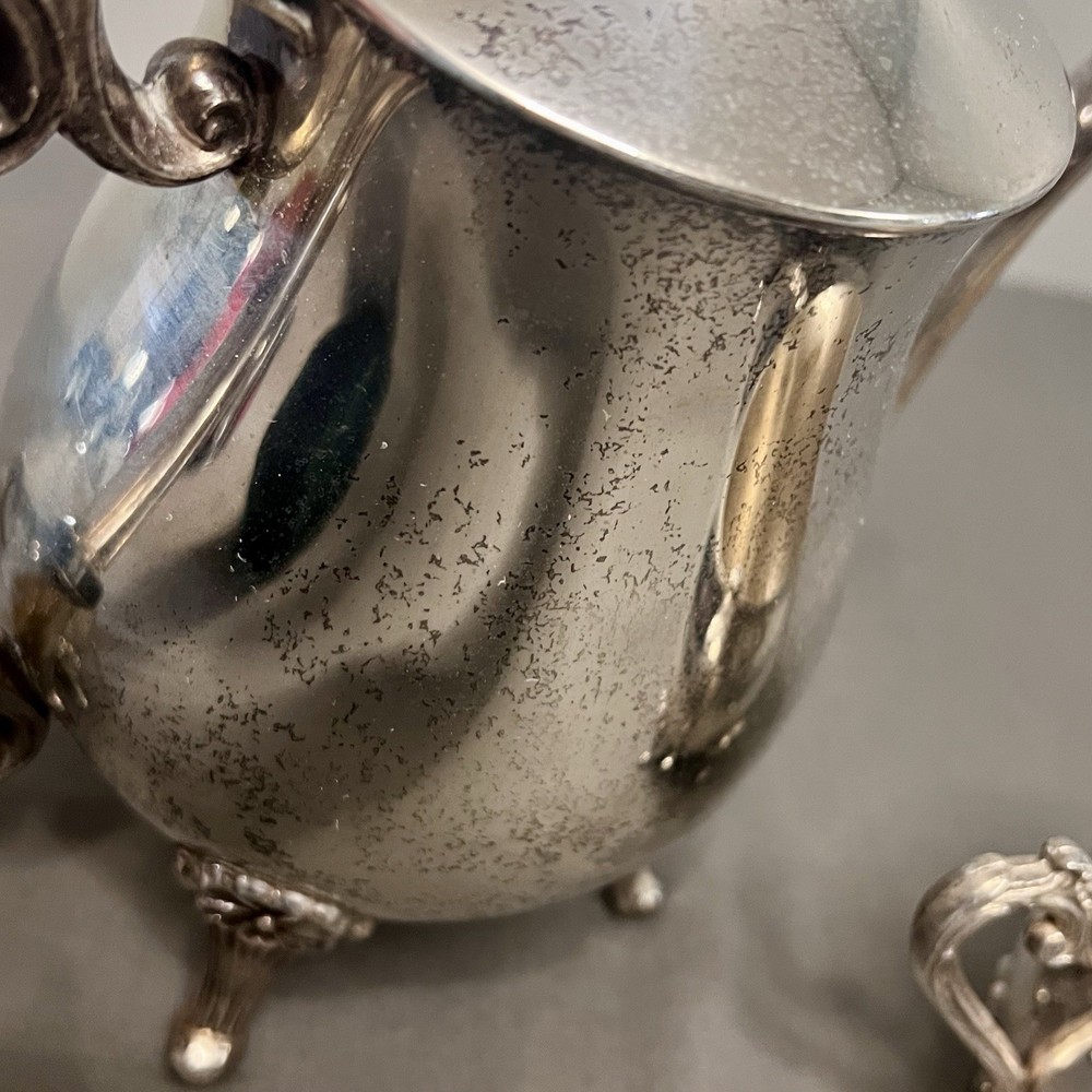 VTG Aged Leonard Silver Plated 3 Piece Tea Set W/ Sugar Dish & Creamer