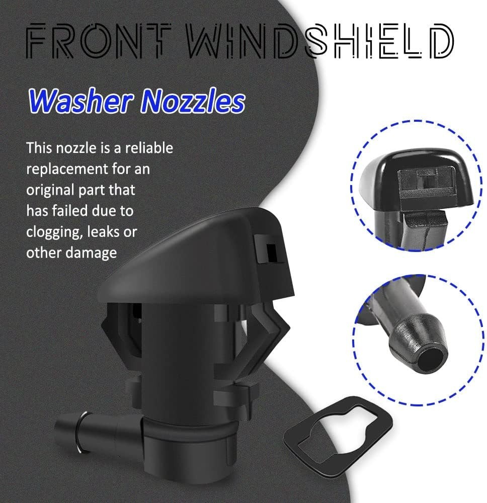 Front Windshield Washer Nozzles, Wiper Washer Nozzle Spray Jet Replacement, Repl