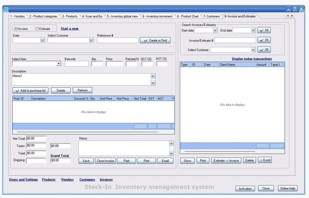 Windows Inventory and Invoice Software | Estimates | Barcode | Excel Import