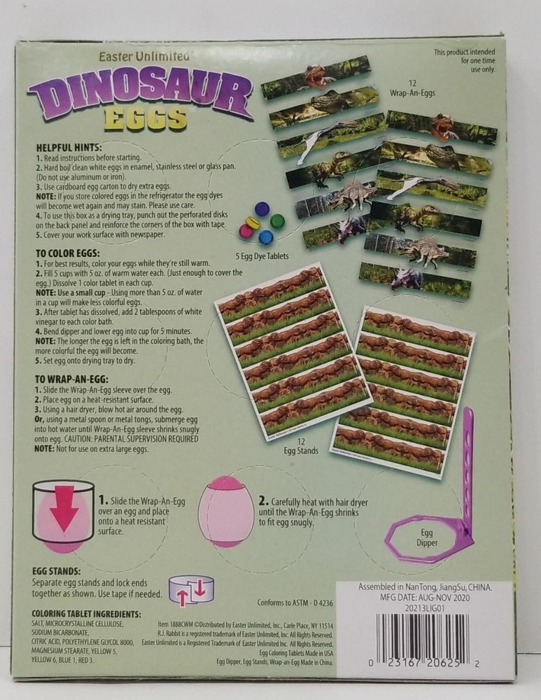 R.J Rabbit Easter Unlimited Dinosaur Egg Decorating Kit