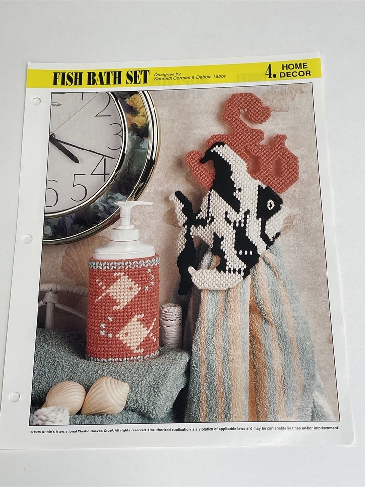 Fish Bath Set Home Decor Annie's Attic Plastic Canvas Pattern
