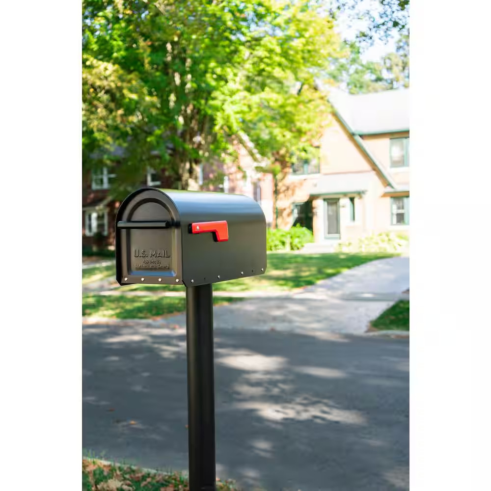 Pacifica In-Ground Steel Mailbox Post Black