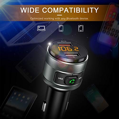 Bluetooth 5.3 FM Transmitter for Car, 3.0 Wireless Bluetooth FM Radio Adapter