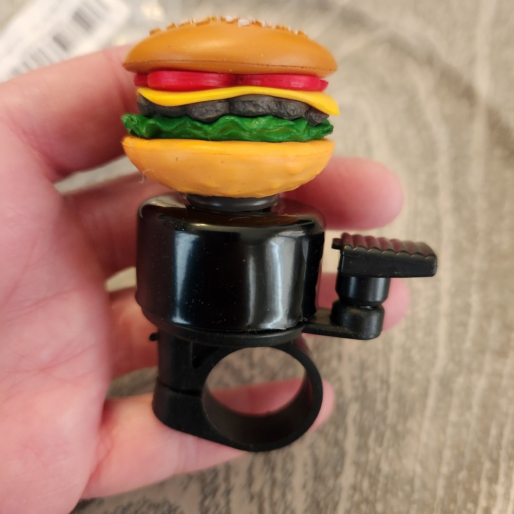 FLICK BELL RINGER Bike Bicycle handle bar frame handlebar mini cheeseburger