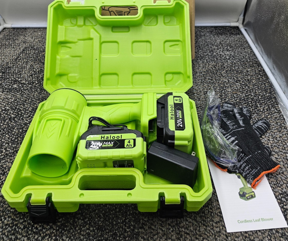 Halool Electric Cordless Leaf Blower Handheld Lightweight 20V Max 4Ah Green
