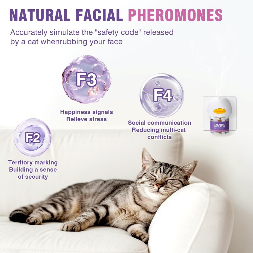 Cat Calming Pheromone Diffuser Refills 4 Pack Anxiety and Stress Calming for ...