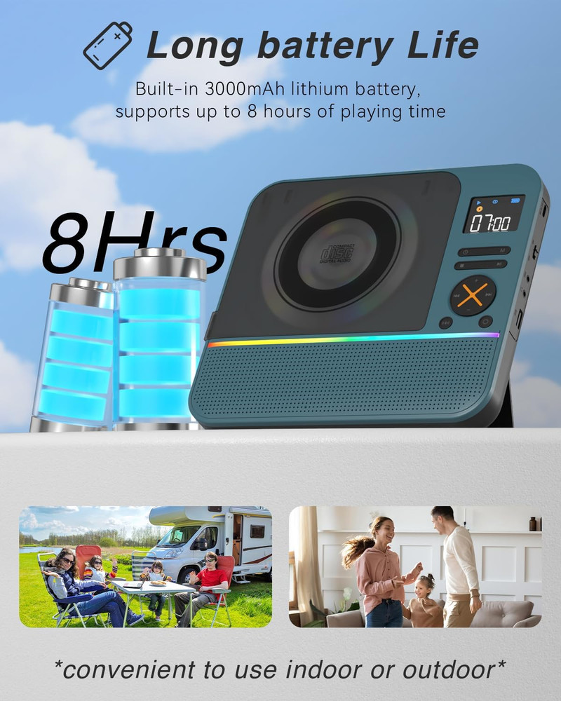 CD Player Portable, Hifi Stereo Portable CD Player with Bluetooth, Desktop Play