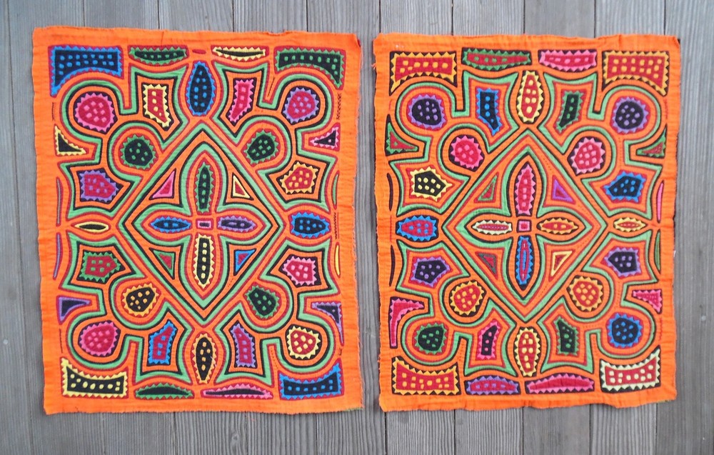 Nice PAIR! front & back large Geometric Abstract GUNA MOLA [Boston Primitive]