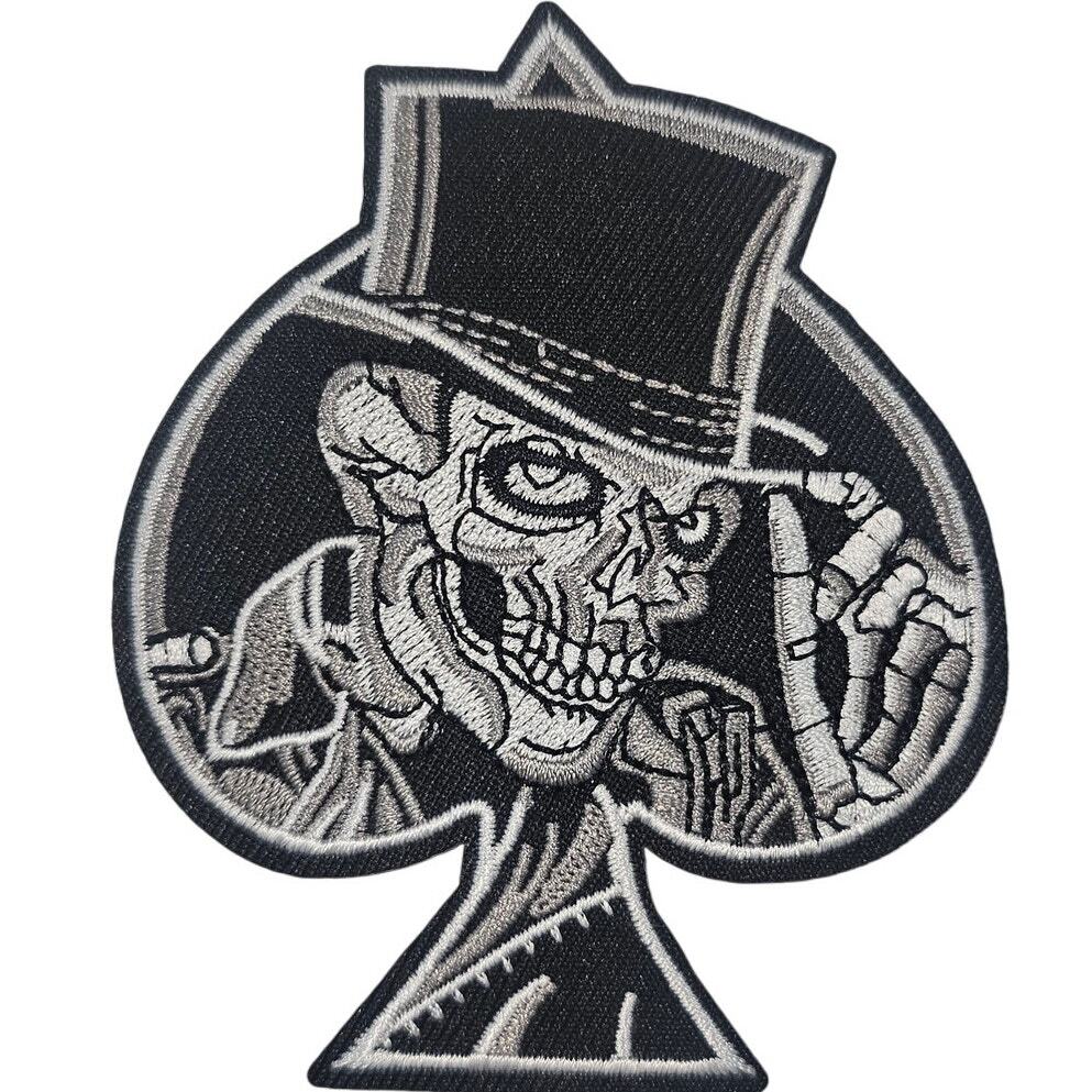 Spade Skull Biker Style Iron-On Patch