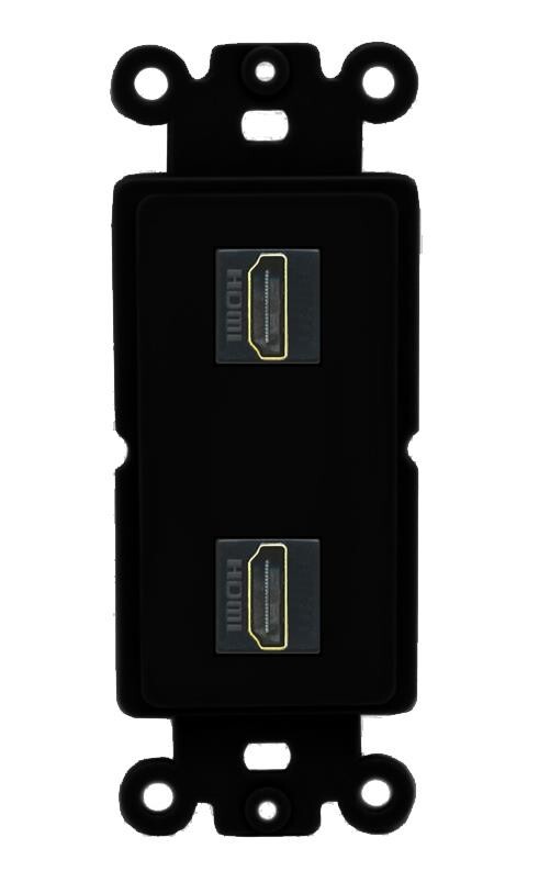 2 Port HD Wall Plate-Rocker Black/Black