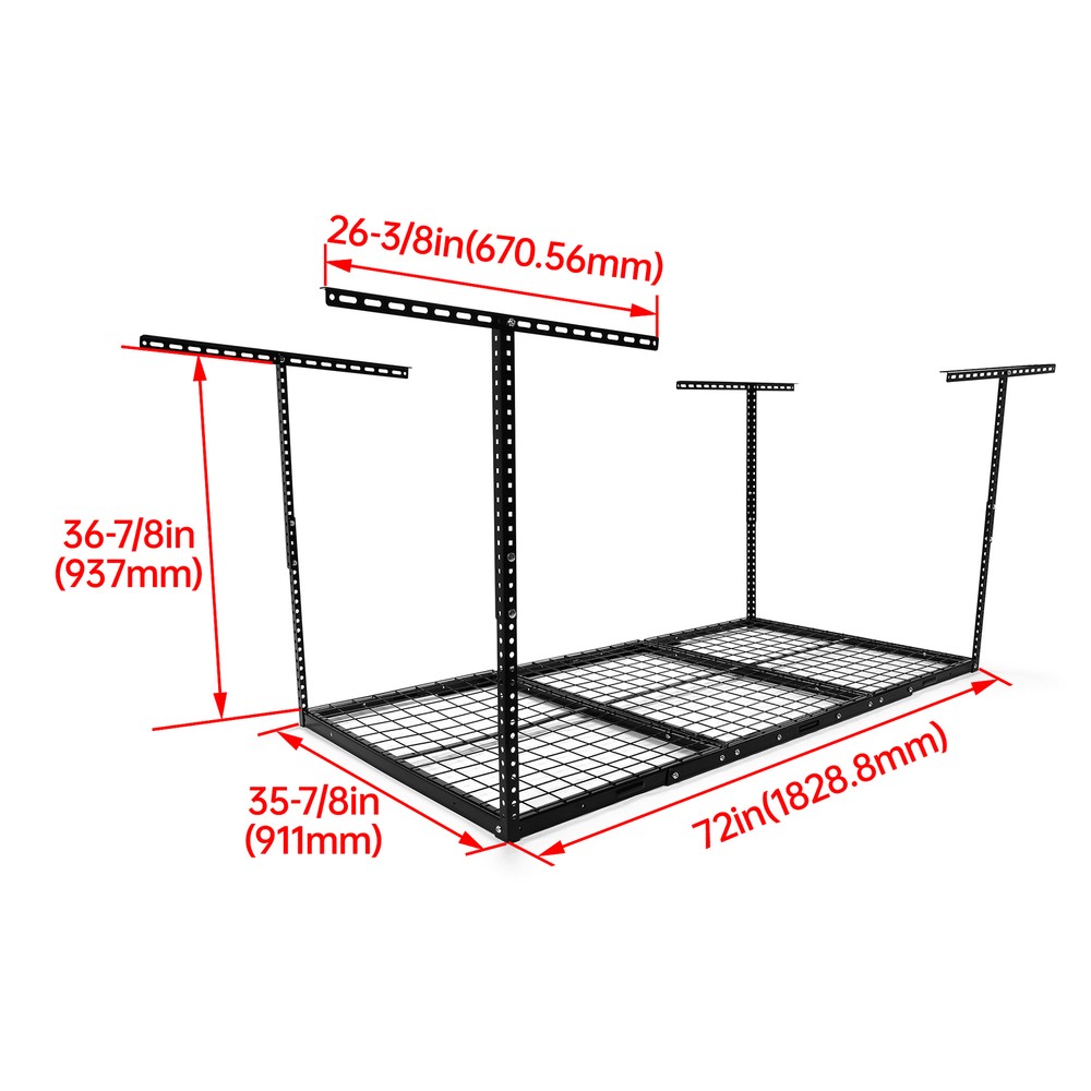 Garage Storage Racks Overhead Garage Ceiling Rack 3x 6FT Storage Rack BLACK