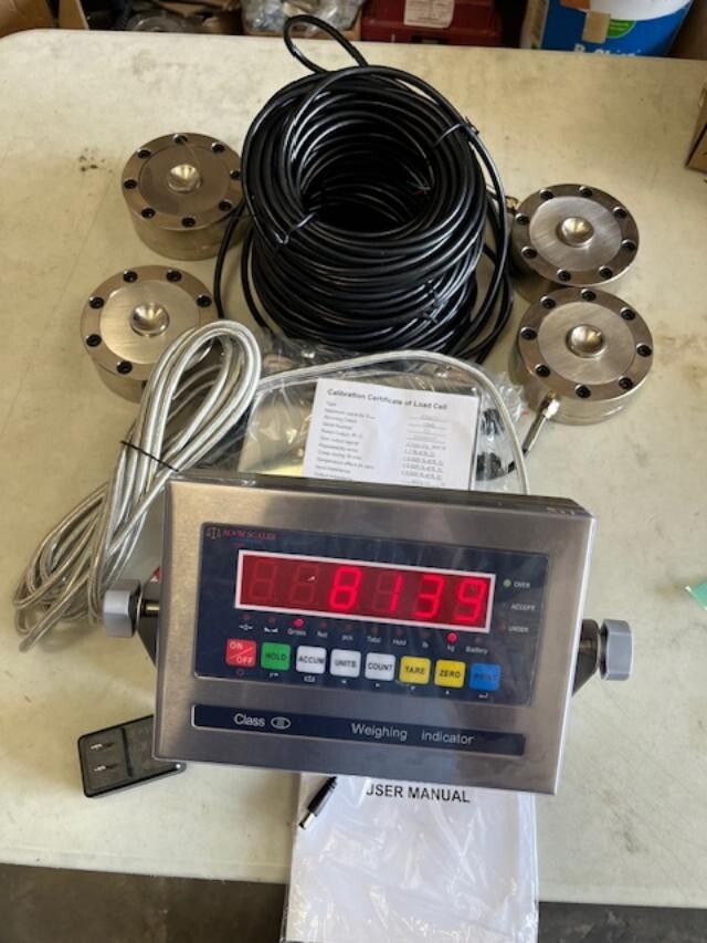 Compression Scale 4) 3K Load cells 12,000 x 1 lb with Low profile, Indicator