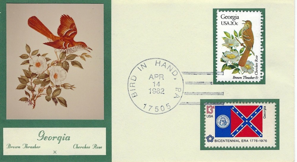 STAMP US SCOTT 1962 & 1636 "Georgia" 20 CENT 1982 FDC WITH ART