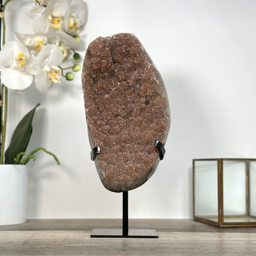 Sugar Druzy Crystal Cluster on Stand Statement Piece. MWS2650