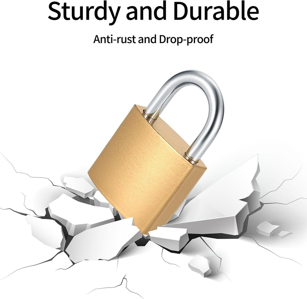 Portable Brass Padlocks - 8 Pack Keyed Locks with Same Keys for Versatile Use