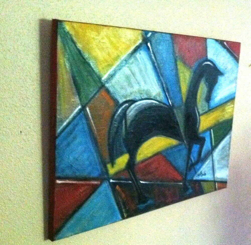 Abstract Horse Pony Oil Painting Original Cubism Modern 18 x 24 in. large
