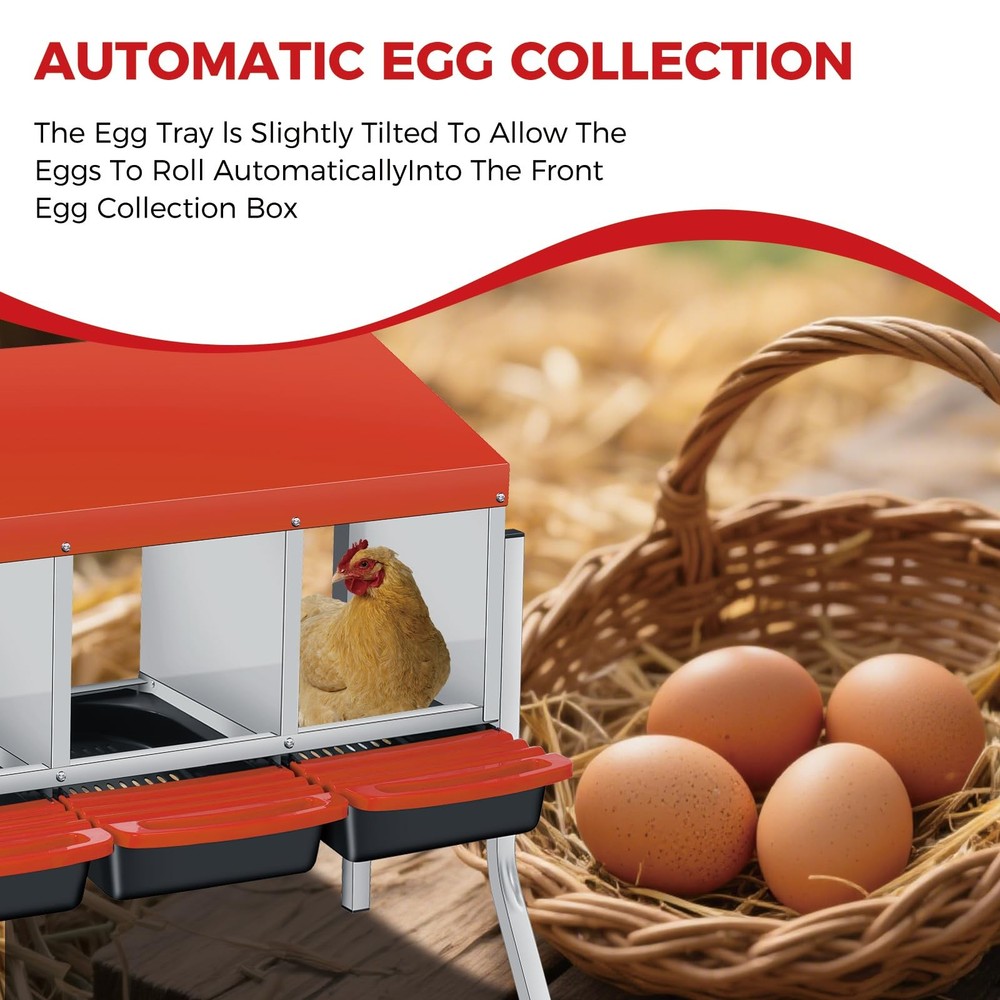 Chicken Nesting Boxes 3 Compartments Metal Chicken Laying Box with Support Legs