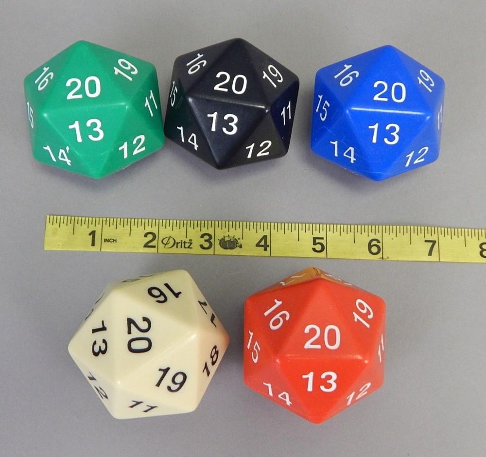 5pc Koplow D20 Polyhedral JUMBO 50mm dice lot OOP large oversized