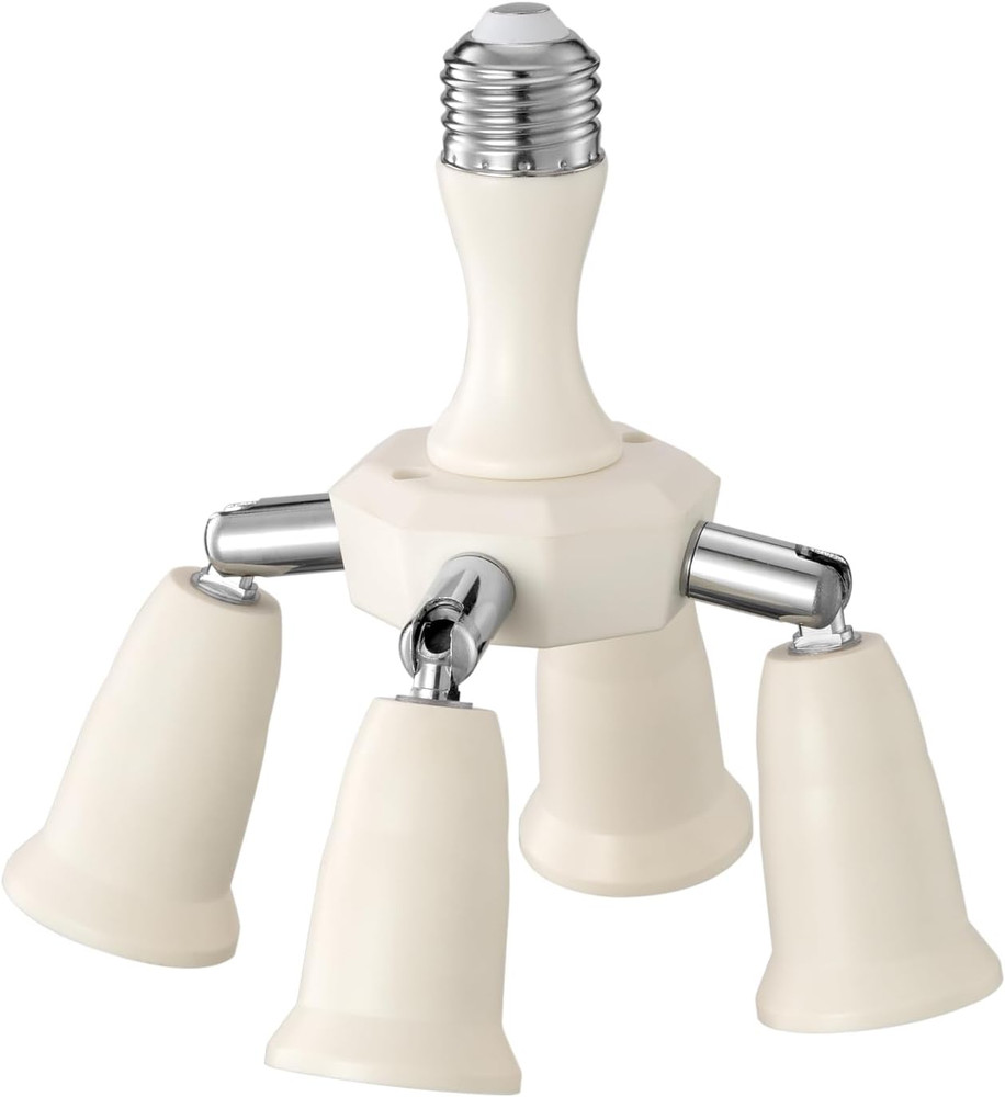 4 in 1 Light Socket Splitter Adapter, E26 E27 Standard Base LED Bulbs Converter