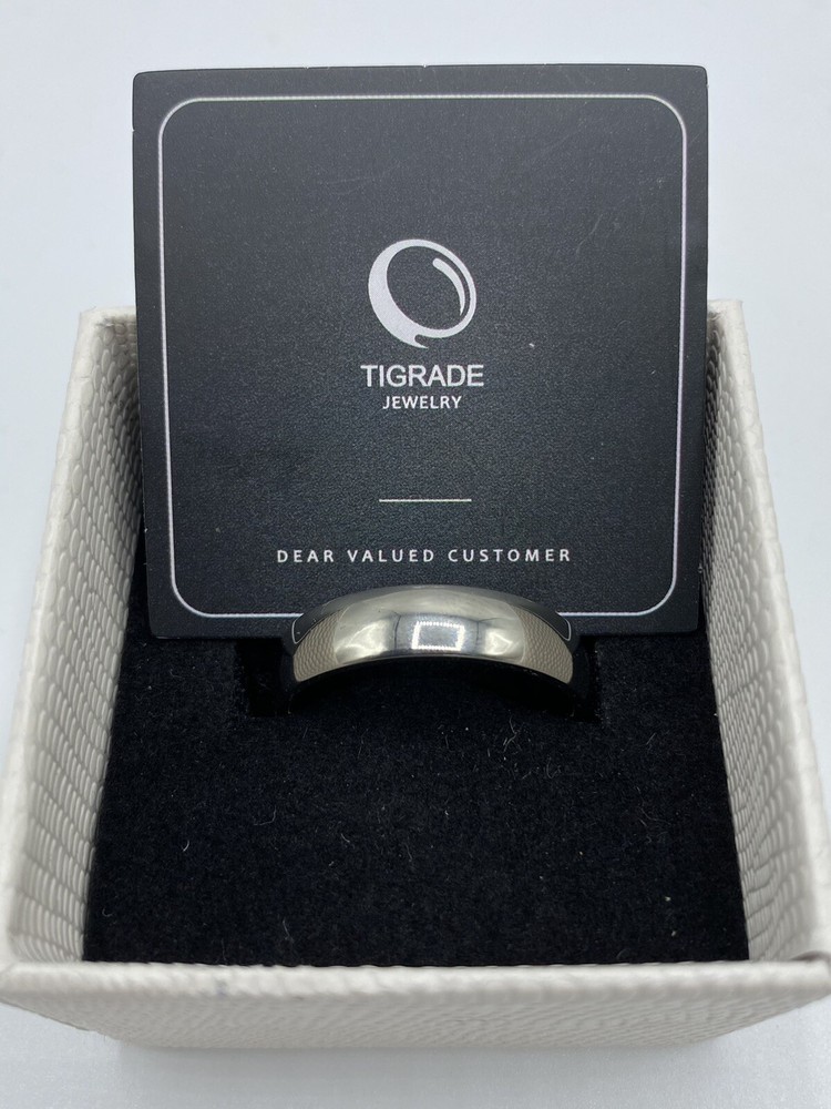 Tigrade - Titanium Ring Plain Dome High Polished Wedding Band Ring
