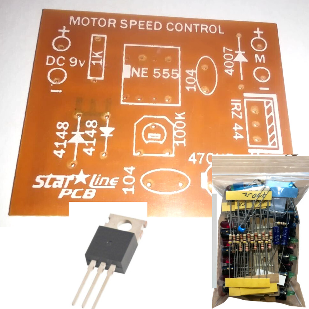 NE555 IRZ44 PWM DC Motor Speed Controller driver PCB DIY Kit 9V learning kit