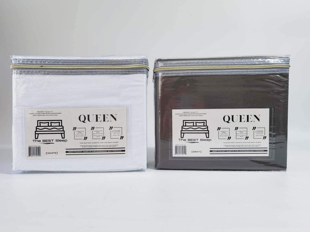 Luxury Queen Sized Bed Sheets and Pillow Cases Set, 1800 Thread Count Deep Po...
