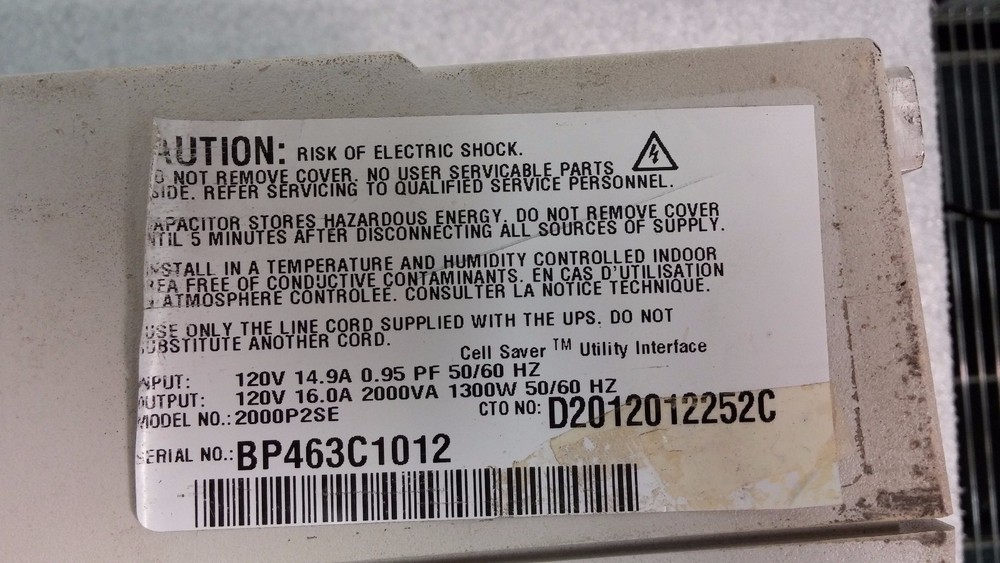 Eaton UPS D2012012252C Model 2000P2SE Powerware Prestige EXT.