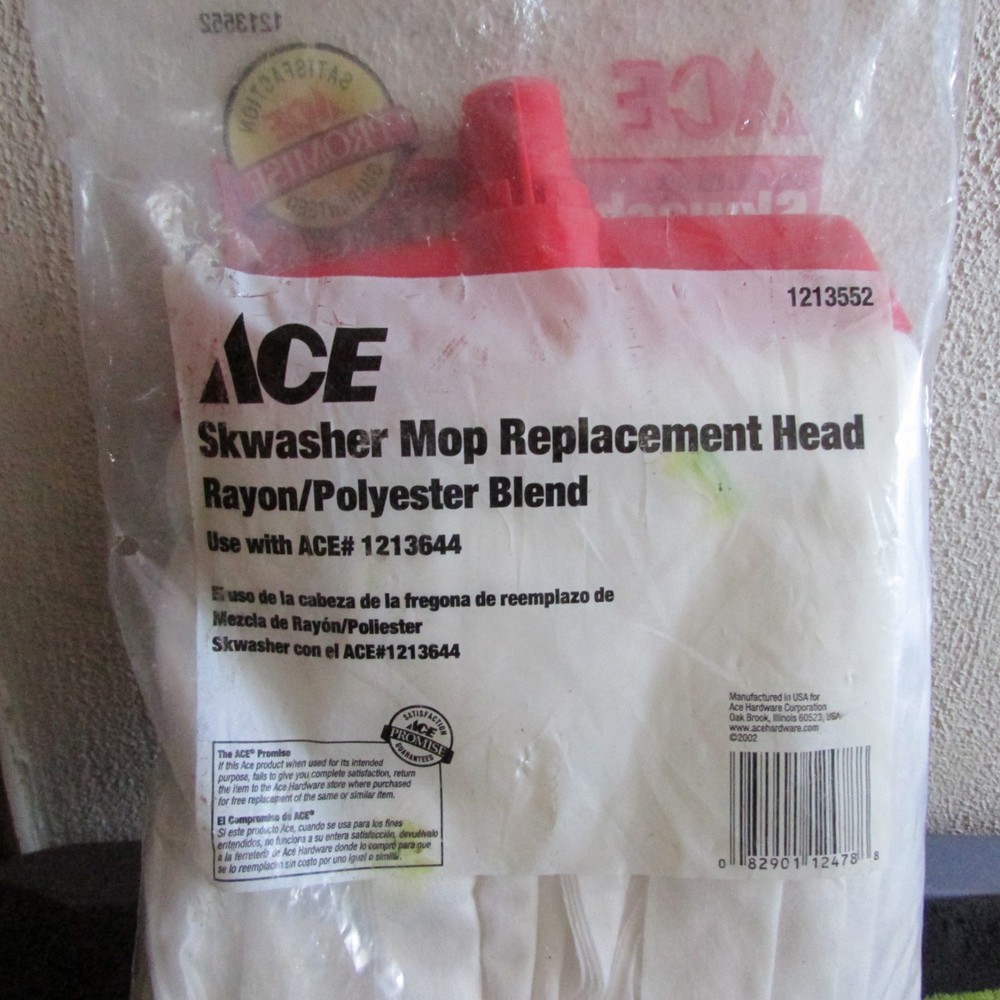 *** NOS, 2002 Ace Skwasher Mop Replacement Head. 5/8" Threaded Handle.***