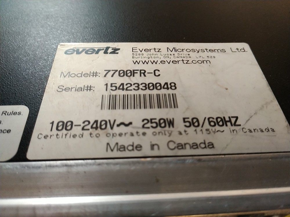 Evertz 7700FR Multiframe With Many SD Card