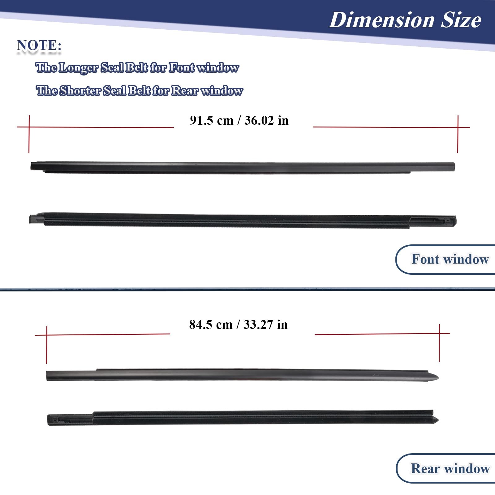 Dodge Ram 2009-2021 Window Molding Trim Seal Outer Door Belt Black