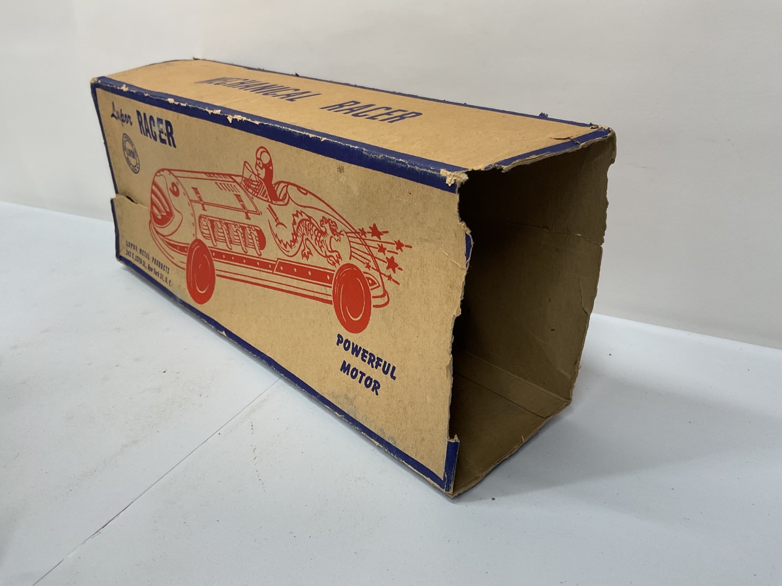 VINTAGE LUPOR TIN WINDUP RACER WITH ORIGINAL BOX