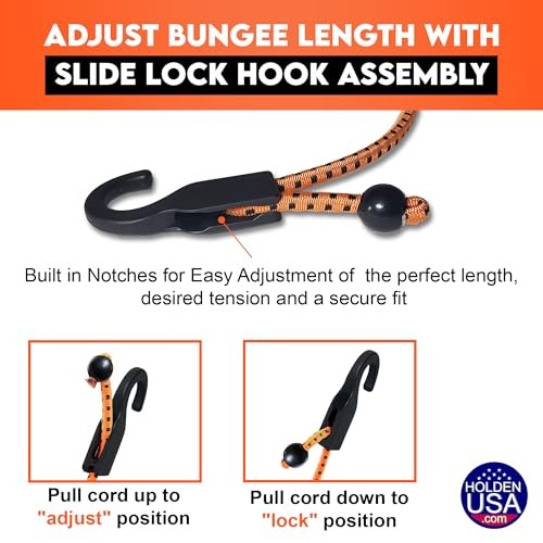 - Adjust-A-Hook Ladder Bungee - Ladder Stabilizer Hook – Single Orange Bungee