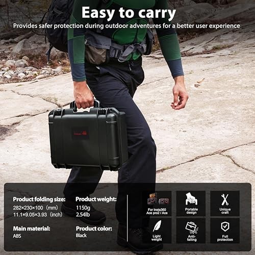 Hard Case for Insta360 ACE Pro 2, Double Layers IP67 Waterproof Shockproof