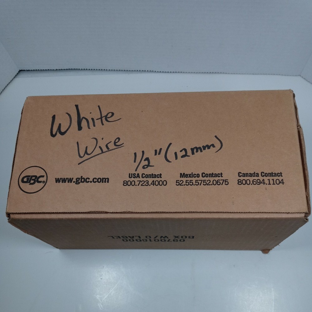 GBC WIRE BIND BINDING SPINES WHITE 1/2" 12MM 80 PACK #9775029 TWIN LOOP WIRE
