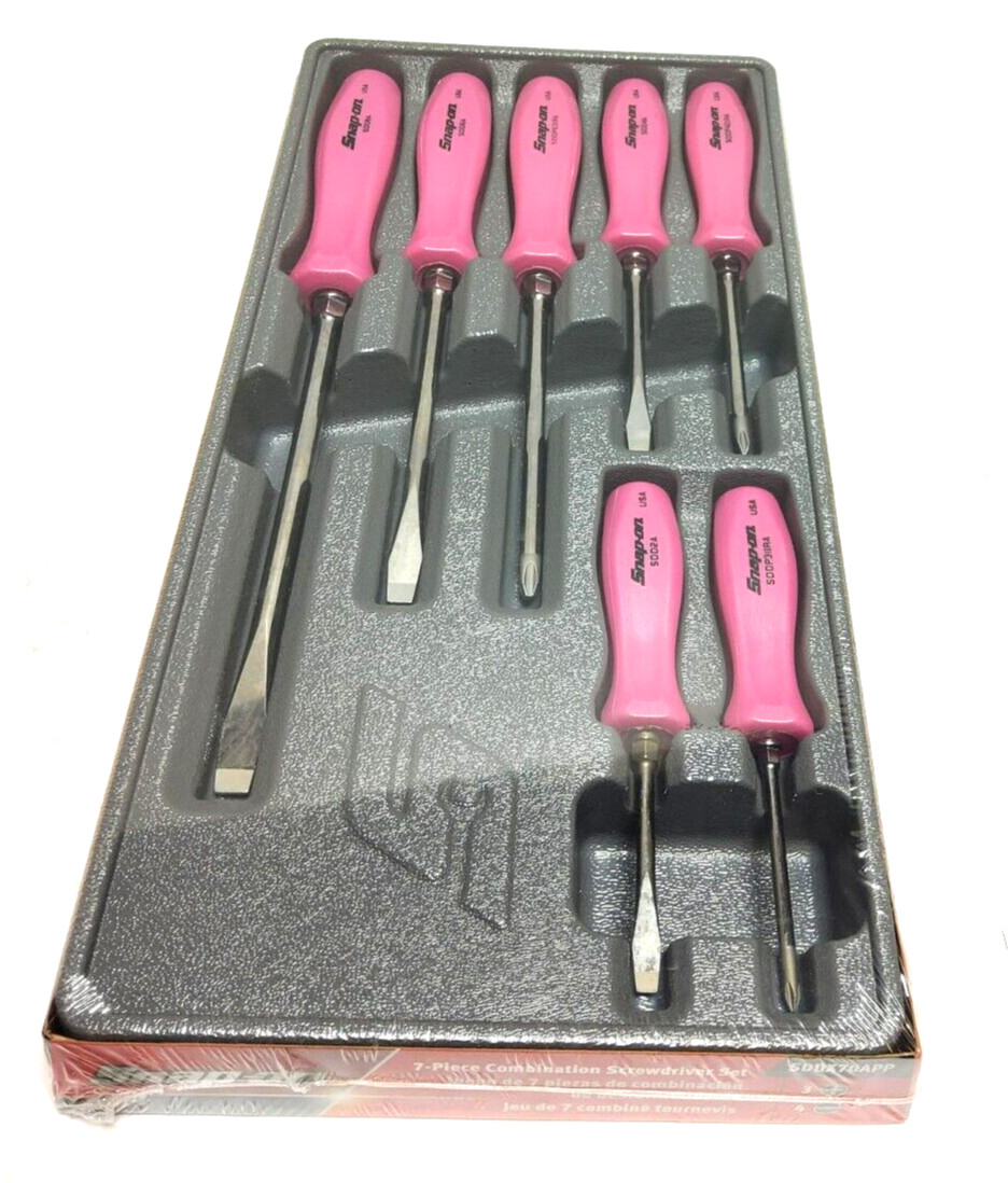 New Snap-on™ Pearl Pink Hard Handled 7-piece Screwdriver Set SDDX70APP