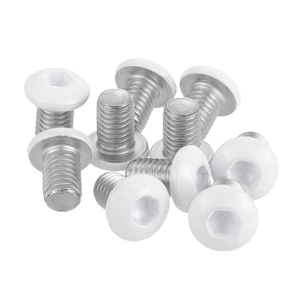 10 Pcs M8-1.25 x 12mm Button Head Socket Cap Screw Machine Screw, White