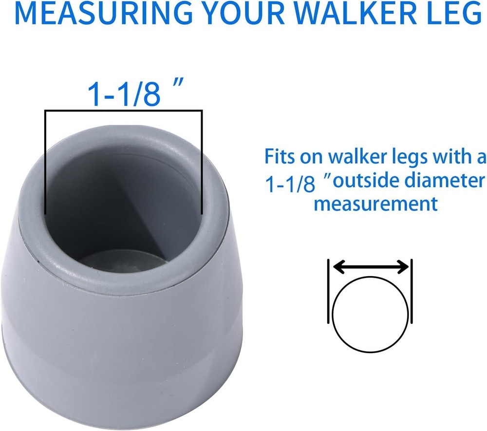 4PCS Walker Tips 1 1/8 ' Heavy Duty Replacement Rubber Tips for Walkers Commodes