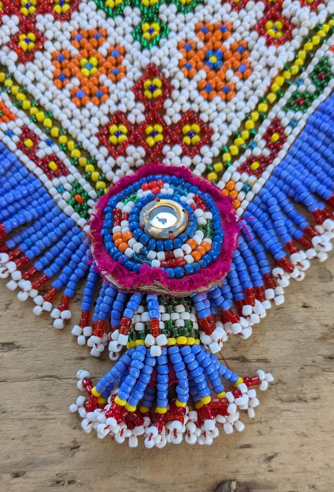 Vintage Kuchi Tribal Beaded Textile Patch Triangular 10.5" x 6.5" (19919)