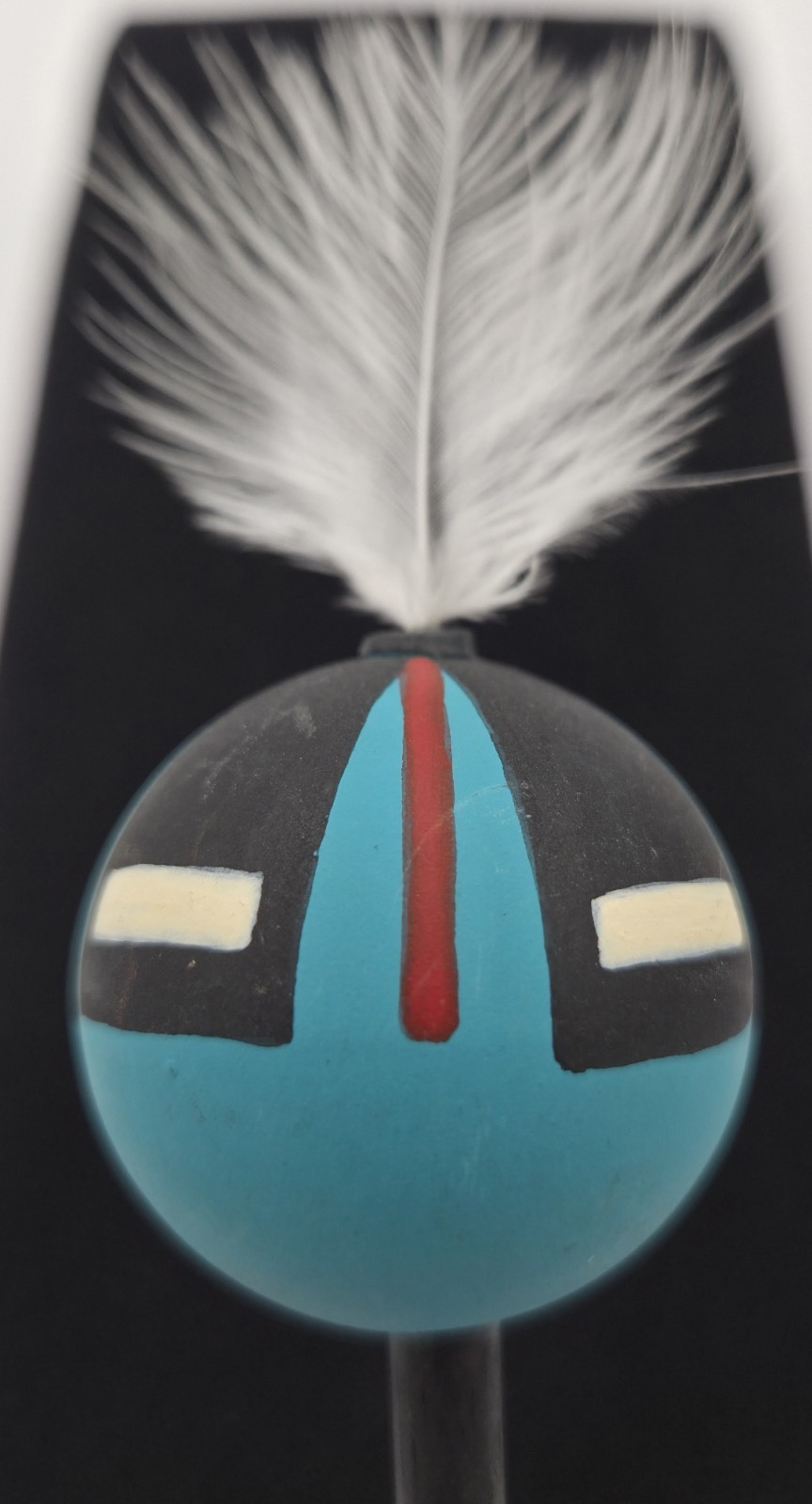 Hopi Kachina Ceremonial Spiritual Rattle Native American Indian Feather Folk Art