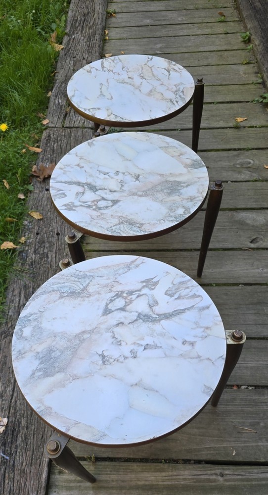 Mid Century Vintage Stacking Tables 3 MCM Nesting