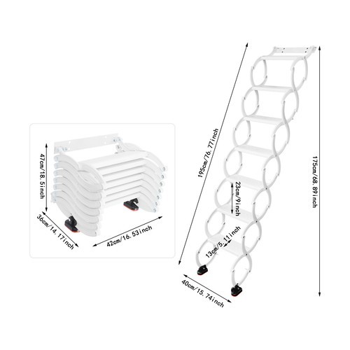 Ladder Telescoping Step Folding Ladders Retractable Folding Stair Wall Mounted