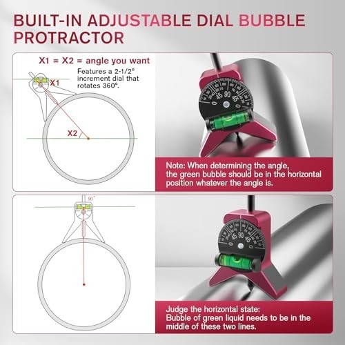 Y-Shape Magnetic Pipe Center Finder Tool, Adjustable Dial Protractor, Fits 1.5"-