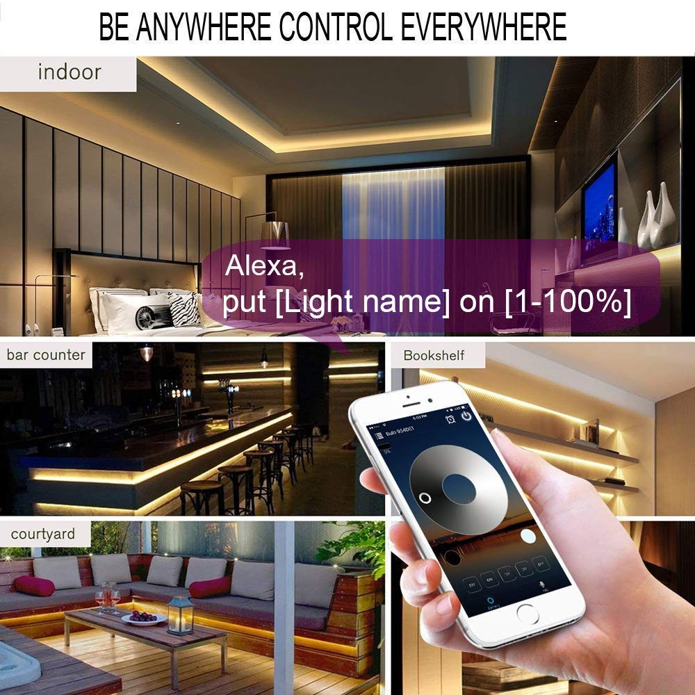 Sumaote Single Color LED Strip Lights WiFi Controller, Compatible with White
