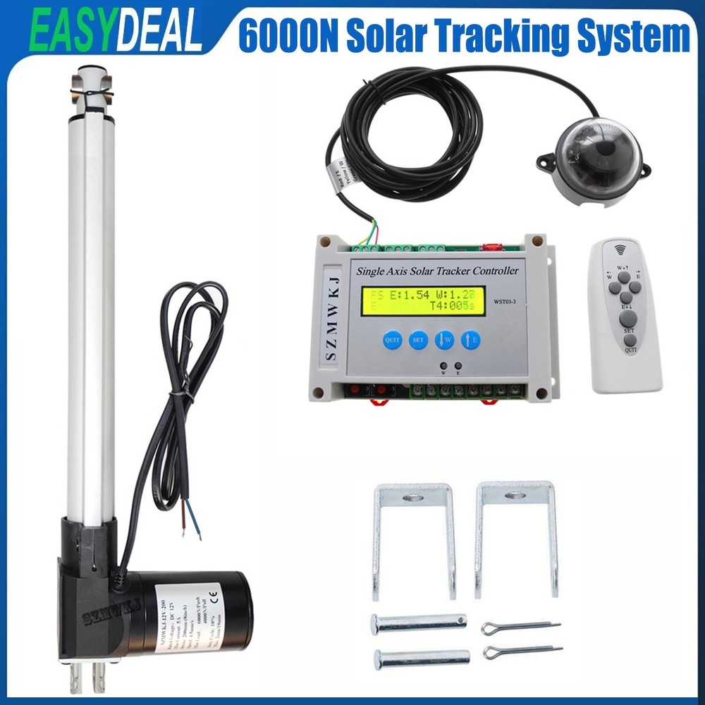Single Axis Solar Tracker Kit + 6000N 400mm 16" Linear Actuator + LCD Controller