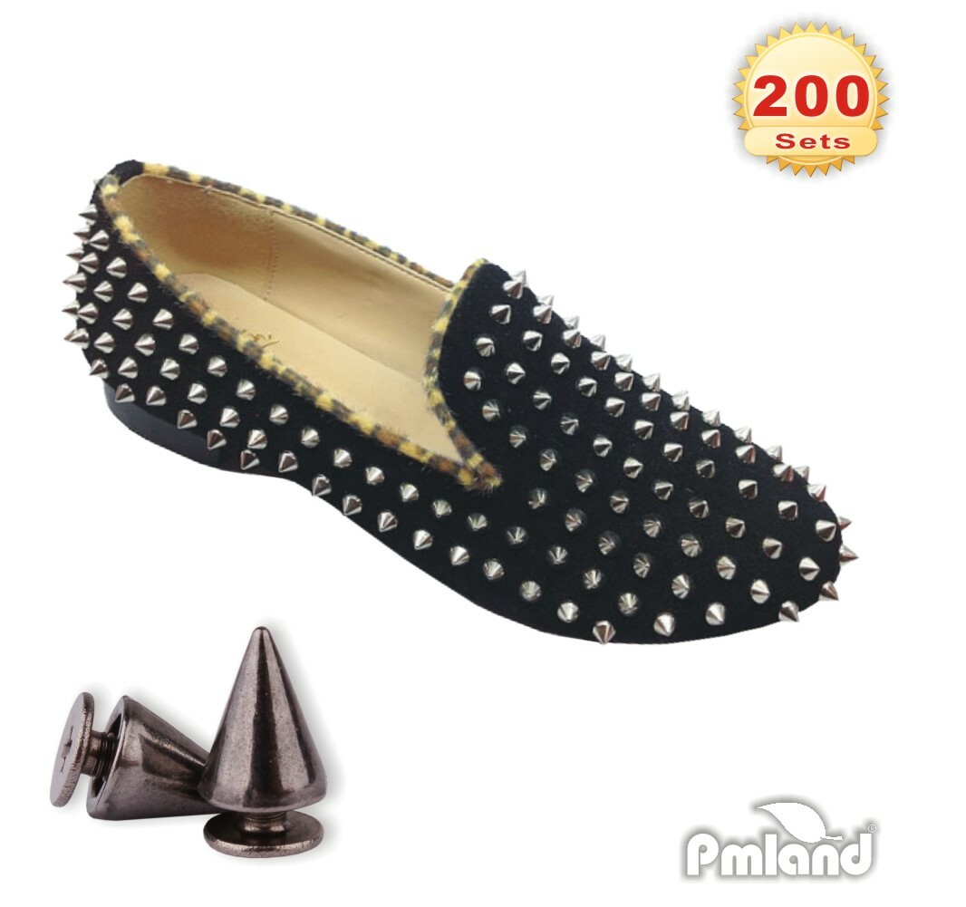 200 Sets 9.5mm Dark Brass Metal Gun Cone Spikes Screwback Studs Rivets Punk