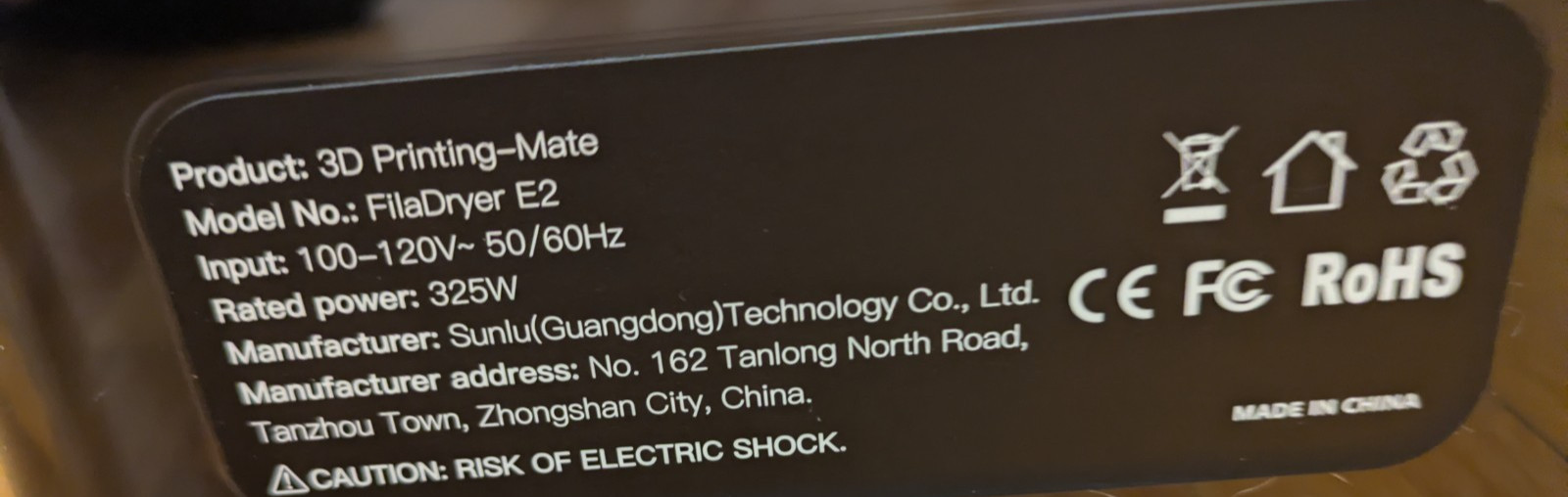 SUNLU FilaDryer E2 up to 110℃ 3D Printing Mate Preowned