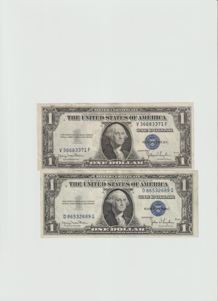 2 Lightly Circulated 1935-D Silver Certificates