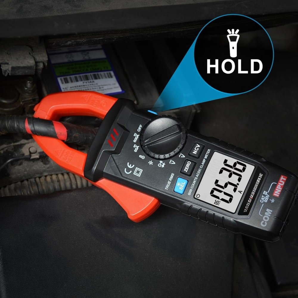 Digital Clamp Meter Multimeter Tester TRMS 6000 Counts Amp Volt Meter,Diode &NCV