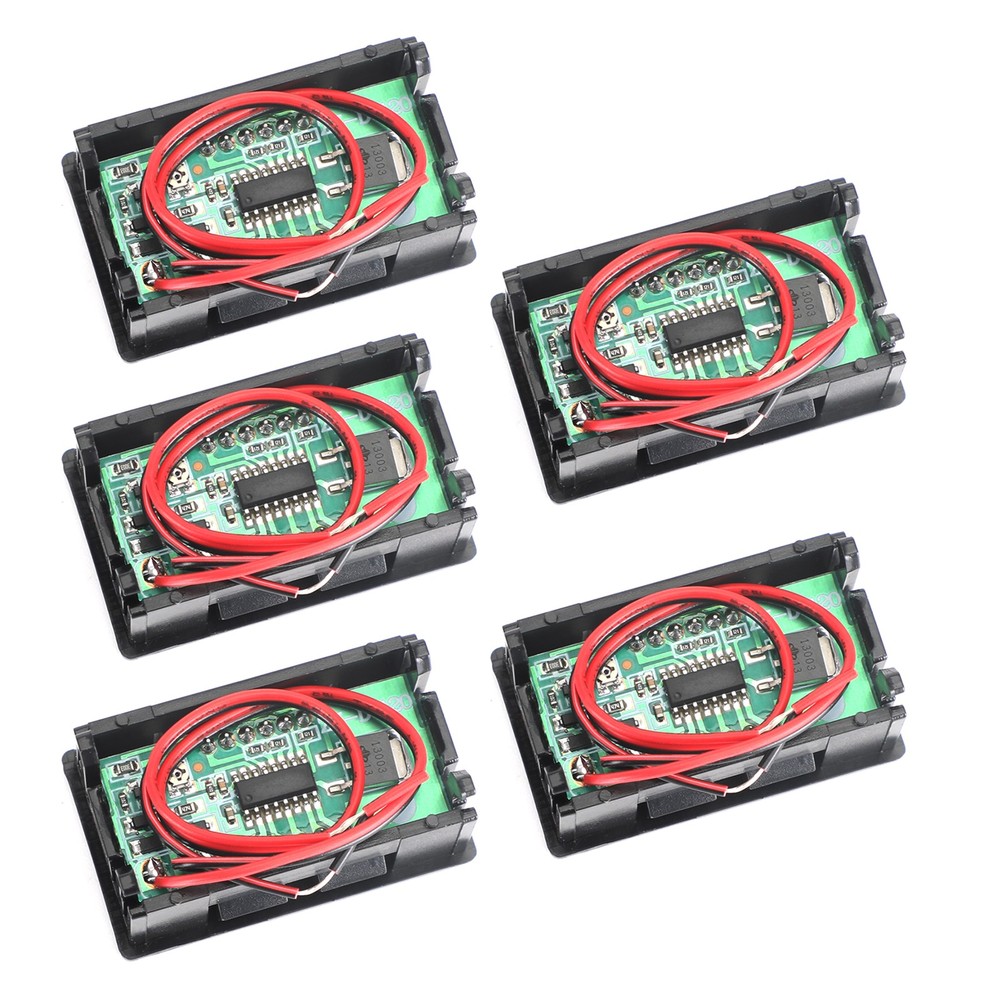 5Pcs Dc 5-120V Voltmeter Red Led Panel 3-Digital Display Volt Meter 2-Wire